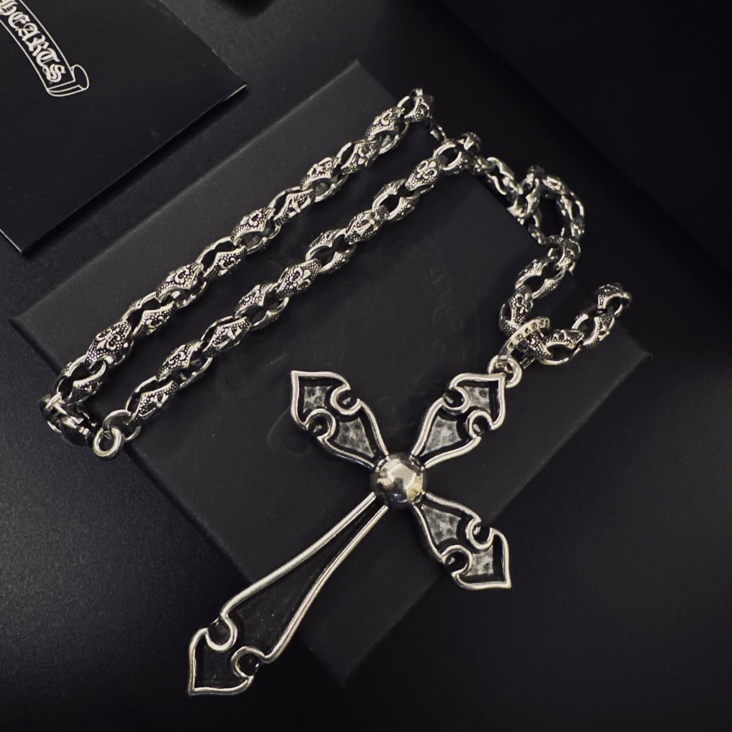Chrome Hearts Silver Cross Pendant Necklace